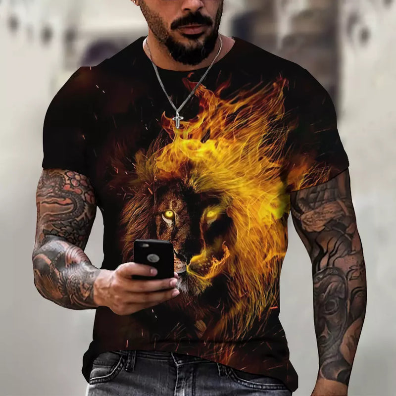 Camiseta Masculina 3D Manga Curta Felines