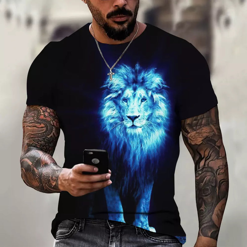 Camiseta Masculina 3D Manga Curta Felines