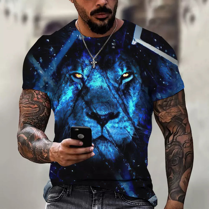 Camiseta Masculina 3D Manga Curta Felines