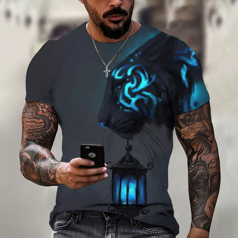 Camiseta Masculina 3D Manga Curta Felines