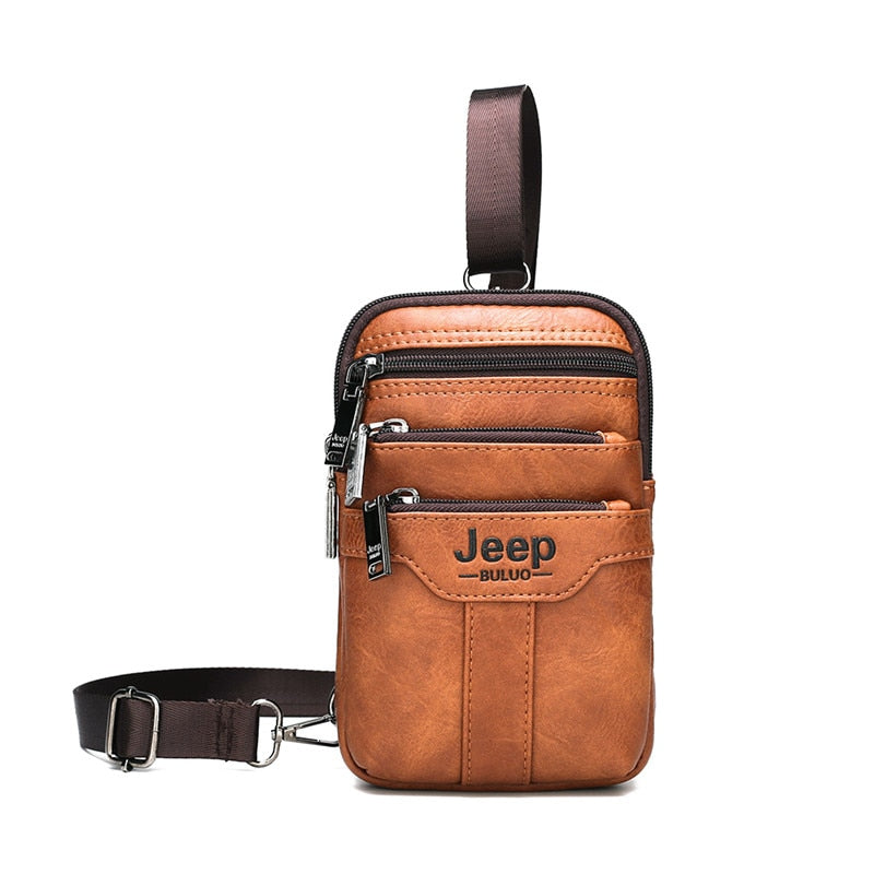 Bolsa Masculina Transversal de Couro Jeep Original