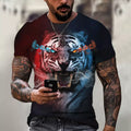 Camiseta Masculina 3D Manga Curta Felines