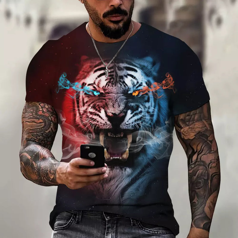 Camiseta Masculina 3D Manga Curta Felines