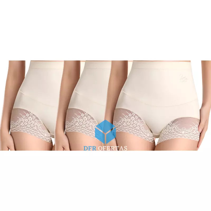 Kit de 3 Calcinhas Comfort com Efeito Modelador na Cintura, Antiodor e Antibacterianas