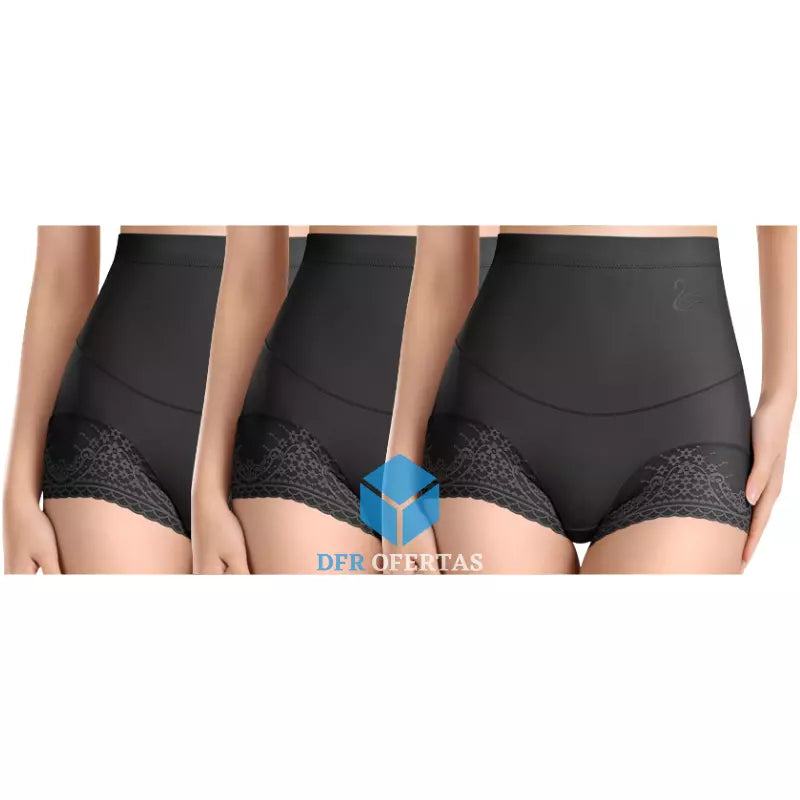 Kit de 3 Calcinhas Comfort com Efeito Modelador na Cintura, Antiodor e Antibacterianas