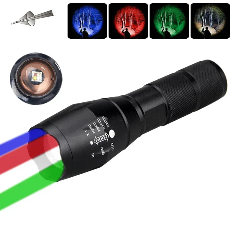 Lanterna Tática Militar 4 em 1 Flash Multicolorido