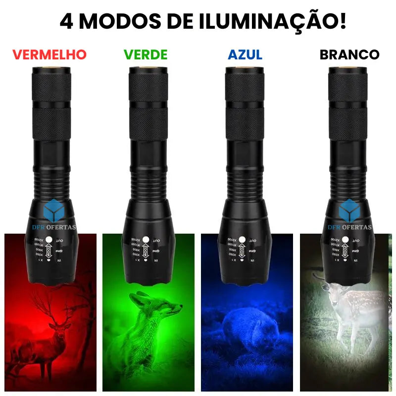 Lanterna Tática Militar 4 em 1 Flash Multicolorido