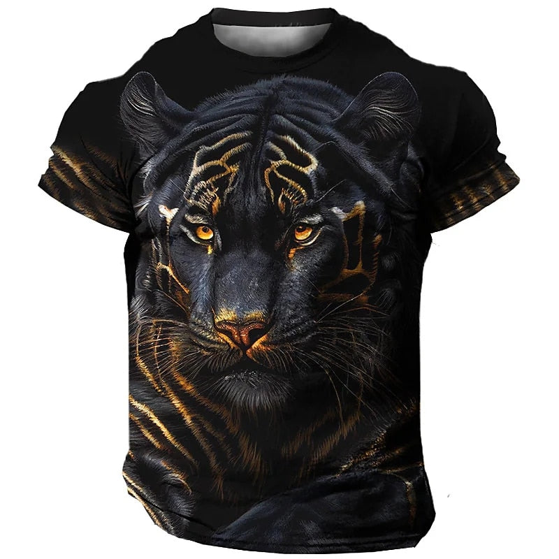 Camiseta Masculina 3D Manga Curta Tiger Premium