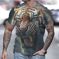 Camiseta Masculina 3D Manga Curta Tiger Max
