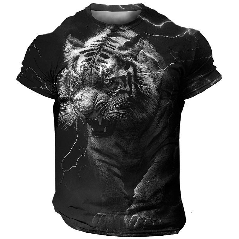 Camiseta Masculina 3D Manga Curta Tiger Premium