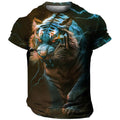 Camiseta Masculina 3D Manga Curta Tiger Premium