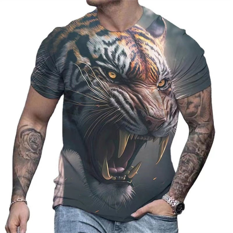 Camiseta Masculina 3D Manga Curta Tiger Max
