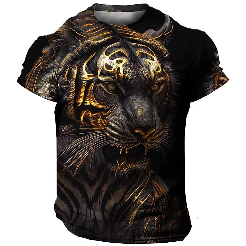 Camiseta Masculina 3D Manga Curta Tiger Premium