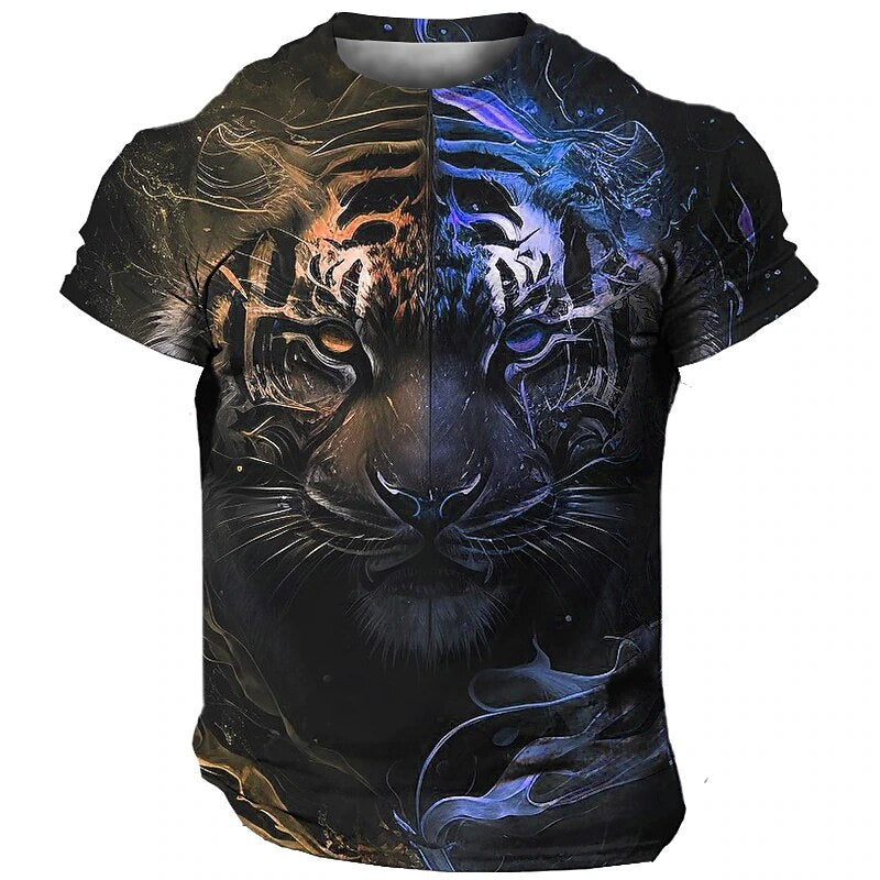 Camiseta Masculina 3D Manga Curta Tiger Premium