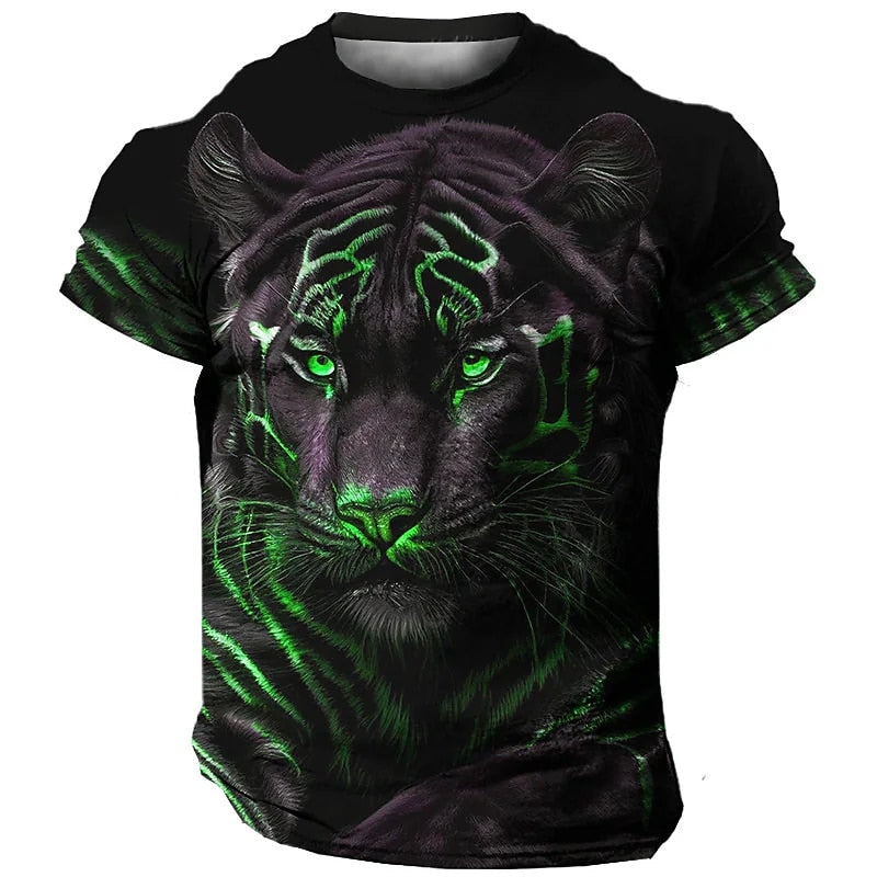 Camiseta Masculina 3D Manga Curta Tiger Premium