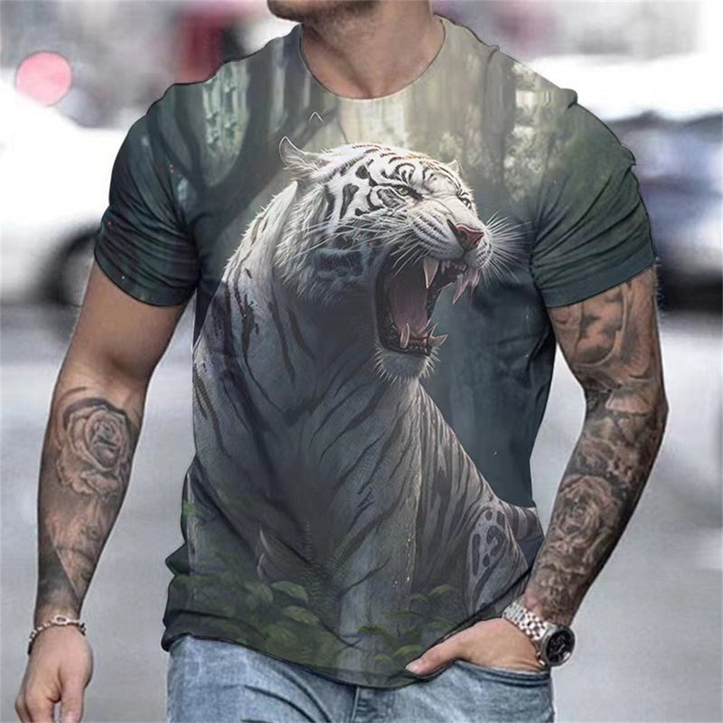 Camiseta Masculina 3D Manga Curta Tiger Max