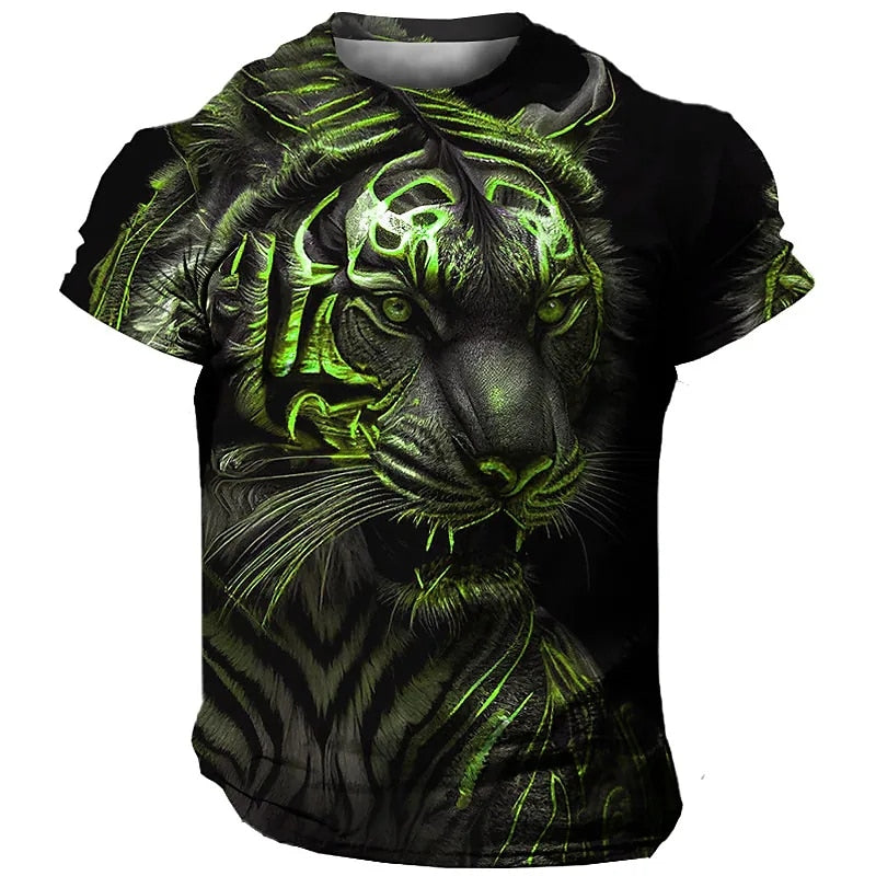 Camiseta Masculina 3D Manga Curta Tiger Premium
