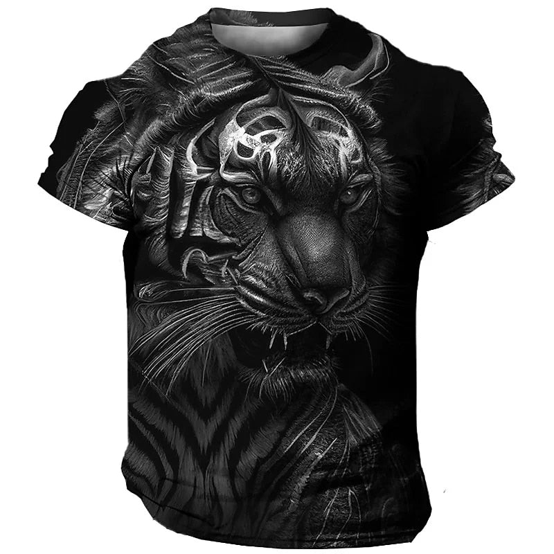 Camiseta Masculina 3D Manga Curta Tiger Premium