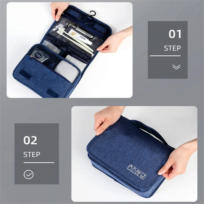 Bolsa de higiene portátil com gancho pendurado, à prova d'água, feminina, banheiro, armazenamento de cosméticos, grande capacidade, viagem, homens, maquiagem