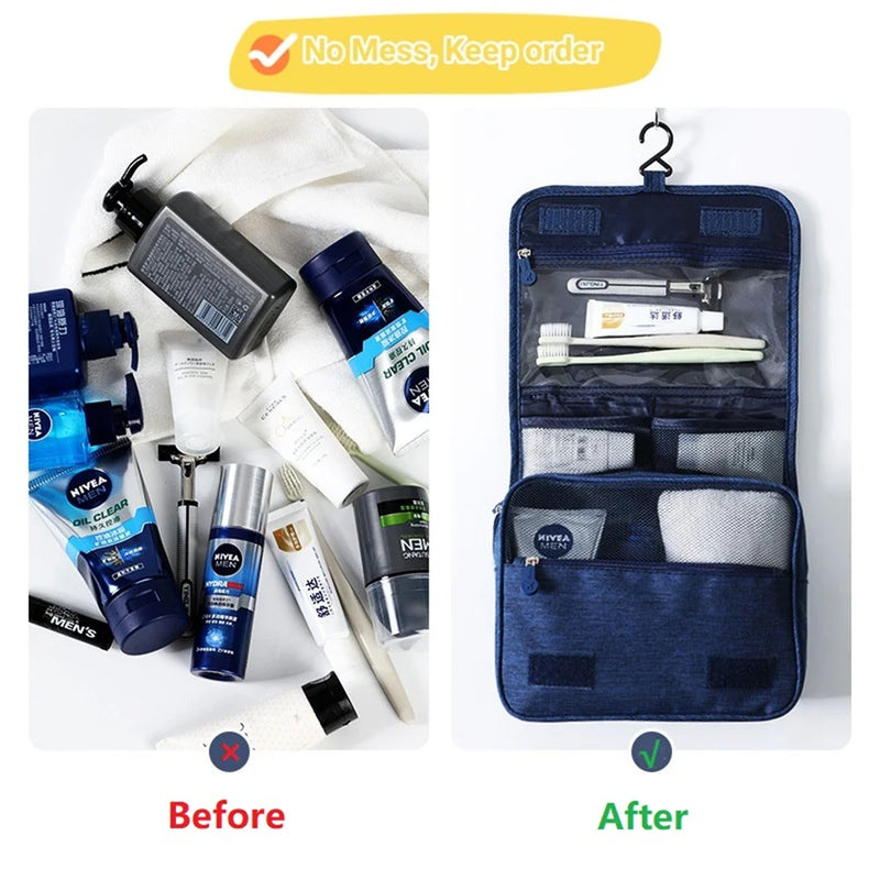 Bolsa de higiene portátil com gancho pendurado, à prova d'água, feminina, banheiro, armazenamento de cosméticos, grande capacidade, viagem, homens, maquiagem