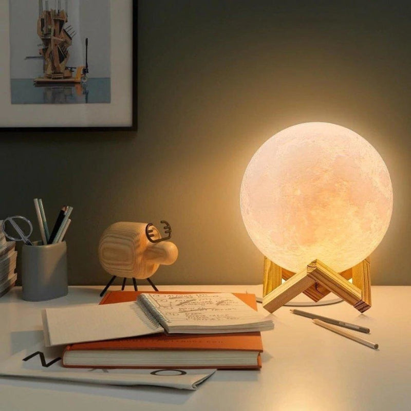 Luminária Decorativa Abajur Lua Cheia 3d 16 Cores