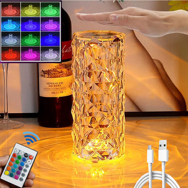 Luminária de Luxo Cristal Para Mesa Touch Usb